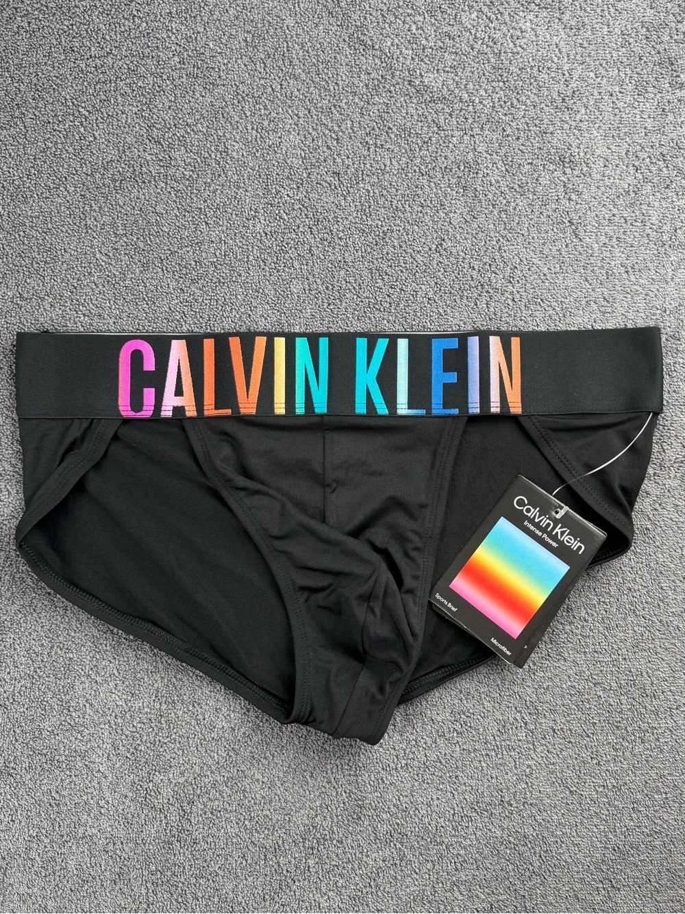 Calvin Klein Underwear Black Briefs with Rainbow Logo